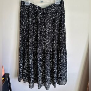 WD.NY Black & White Polka Dot Pleated Maxi Skirt